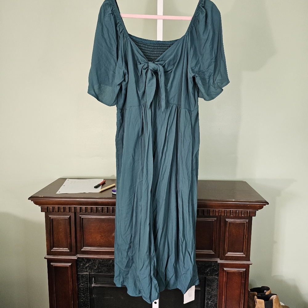 BloomChic Front Tie Ruffle Sleeve Smocked Dress Teal Green Size‎ 12